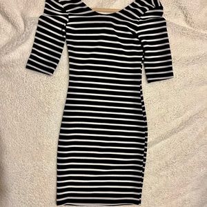 Black and white short sleeve striped Bodycon dress